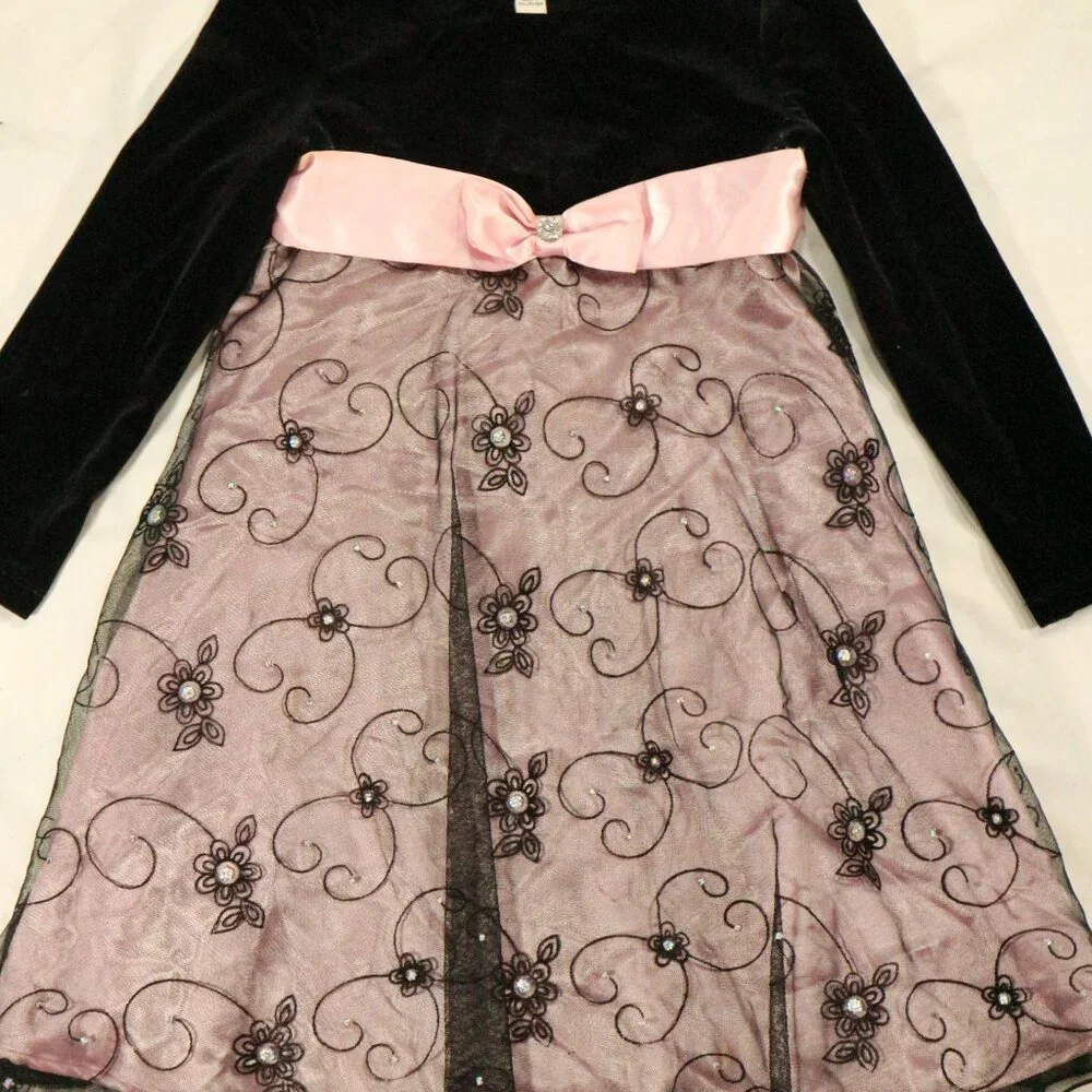 AMY BYER Rhinestone Lace Layered Skirt A-Line Dress Sz 6X - Picture 2 of 8